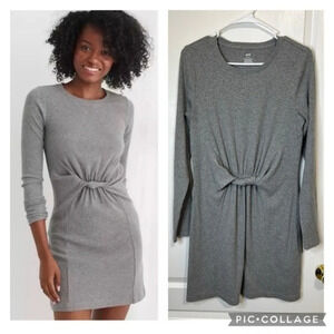 Aerie Ribbed Long Sleeve Twist Heathered dress size L